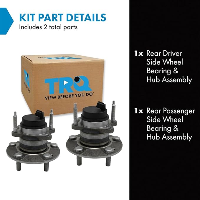 TRQ Rear Left and Right Wheel Bearing and Hub Assembly Set 2 Piece Compatible with 2010-2013 Kia Forte 2010-2013 Forte Koup