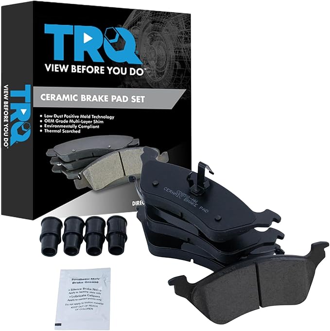 TRQ Rear Brake Pads Ceramic Compatible with 2001-2007 Chrysler Town Country 2001-2007 Dodge Caravan Grand Caravan