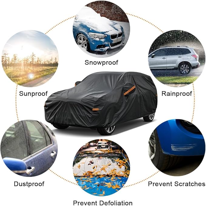 Kayme 7 Layers SUV Car Cover Custom Fit for Kia Seltos (2019-2025) Waterproof All Weather for Automobiles,Outdoor Full Cover Rain Sun UV Protection.Black