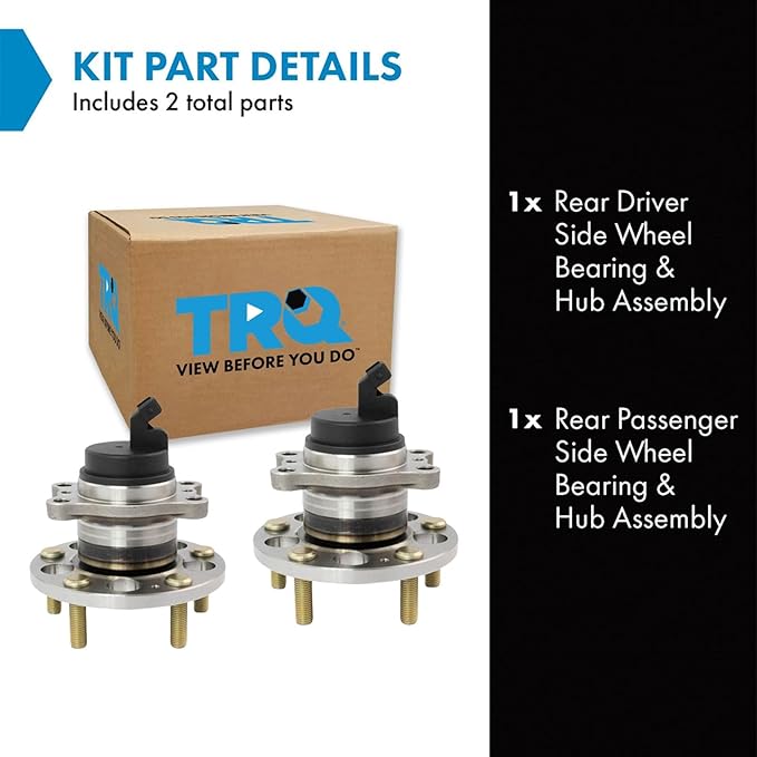 TRQ Rear Left and Right Wheel Bearing and Hub Assembly Set 2 Piece Compatible with 2014-2019 Kia Soul 2015-2019 Soul EV
