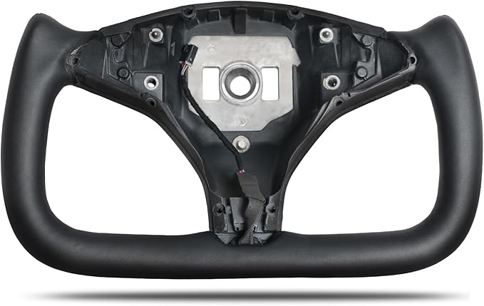 Yoke Steering Wheel Replacement, Black Microfiber Smooth Leather for Tesla Model X 2016-2020,For Tesla Model S 2014-2020 With Heating Function