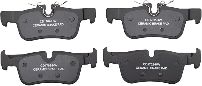 TRQ Rear Ceramic Brake Pad Set Compatible with 14-20 BMW i3 18-20 i3s 16-22 X1 18-22 X2 20-22 228i xDrive Gran Coupe 22 228i Gran Coupe 16-22 Mini Cooper Clubman 17-22 Cooper Countryman 20-22 Cooper