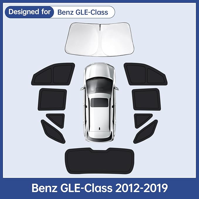 Car Window Shades for Mercedes-Benz GLE-Class 2012-2019, Full Car Window Covers for Privacy, Sunshades for GLE-Class Front Rear Windshield Side Windows to Block UV and Protect Privacy(10pcs)