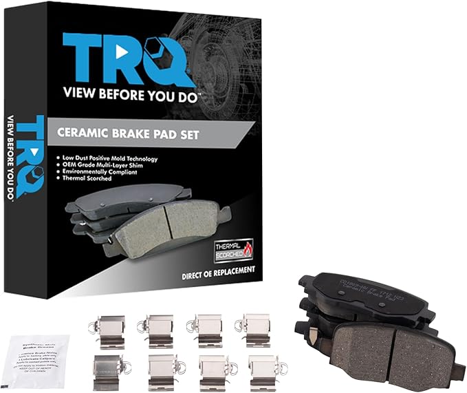 TRQ Rear Brake Pads Ceramic Compatible with 2016-2021 Fiat 500X 2015-2021 Jeep Renegade