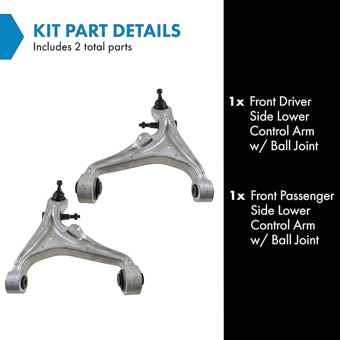 TRQ Front Lower Driver and Passenger Side Control Arm and Ball Joint Set 2 Piece Compatible with 08-13 Cadillac CTS All Wheel Drive 2014 CTS Coupe Wagon All Wheel Drive 05-11 STS All Wheel Drive