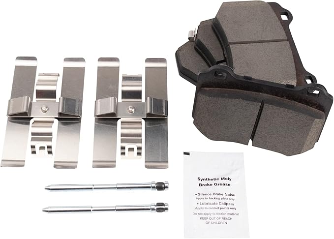 TRQ Rear Brake Pads Ceramic Hardware Wear Sensor Compatible with 2018 Subaru WRX STI