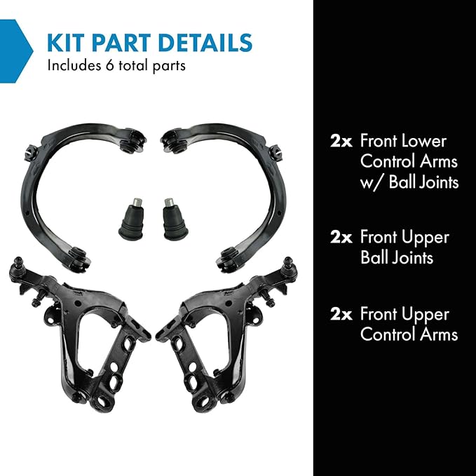 TRQ Front Upper & Lower Control Arm with Ball Joint Set Compatible with 2008-2009 Chevrolet Trailblazer GMC Envoy 2008 Isuzu Ascender Saab 9-7x