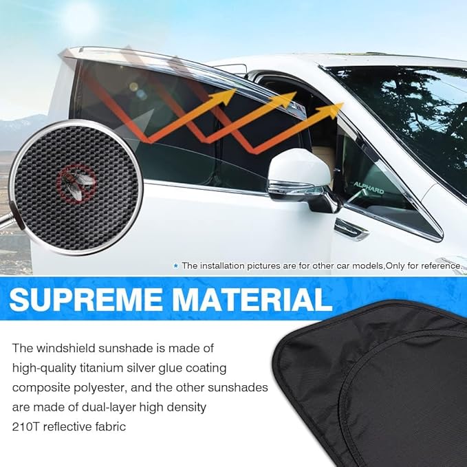 T TGBROS Windshield Sun Shade for Volkswagen ID.4 Crozz 2021-2025 Car Window Shades Thicken UV Block and Blackout Privacy Foldable Sunshades 8PCS Accessories Keep Cool Sun Visor Covers