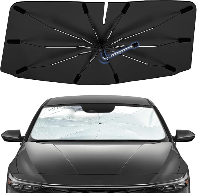 Windshield Sun Shade Umbrella for Hyundai Elantra 2017-2020, Foldable Car Sunshade for Front Window, Highly Reflective Auto Sun Shield Visor for UV Protection, Keep Car Cool Accessories