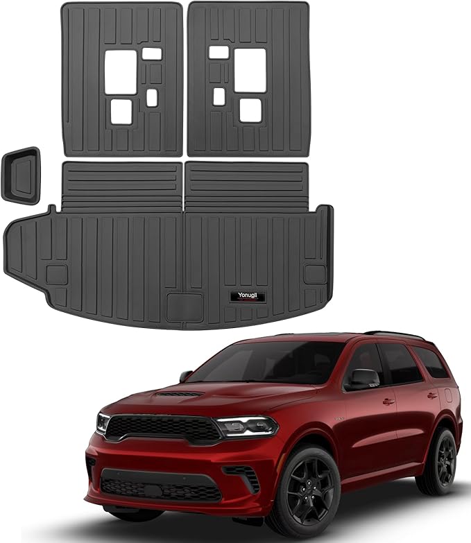 Custom for 2016-2026 Dodge Durango 6/7 Seat Cargo Mats Trunk Liner and Rear Seat Backrest Mat All Weather TPE Protection Mat Accessories (for 2016-2026 Dodge Durango)