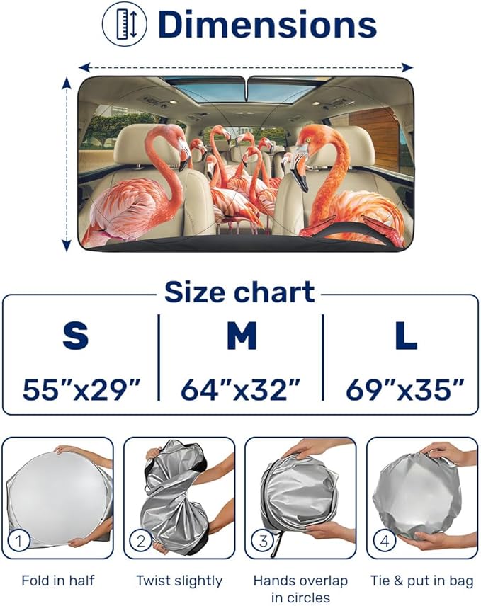 Horror Windshield Sun Shade for Car SUV Truck (55x30 Inches), Front Window Visor for Windows, Protector Blocks UV
