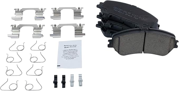TRQ Front Brake Pads Ceramic Hardware Wear Sensor Compatible with 2014-2020 Nissan Rogue 2017-2022 Rogue Sport