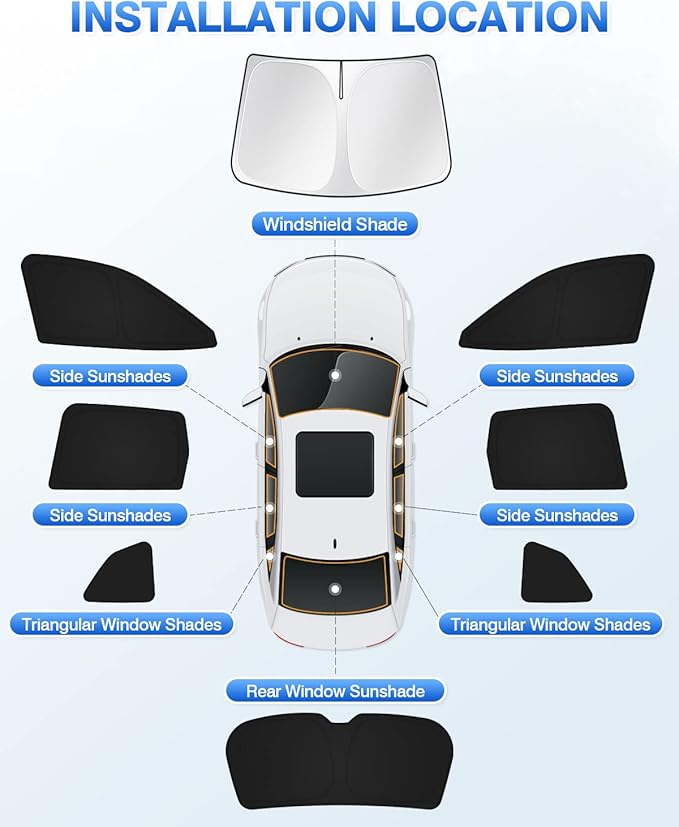 Sunshades for 2019-2024 Subaru Forester Accessories Windshield Sun Shade Side Rear Window Shade Cover Sun Visor Shield Privacy Protection Keep Vehicle Cool Black 8PCS