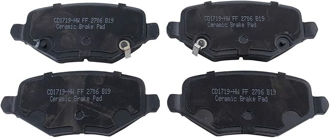 TRQ Rear Brake Pads Ceramic Hardware Wear Sensor Compatible with 2012-2016 Chrysler Town Country 2012-2016 Dodge Grand Caravan 2013 Journey 2012-2015 Ram C/V 2012-2014 Volkswagen Routan
