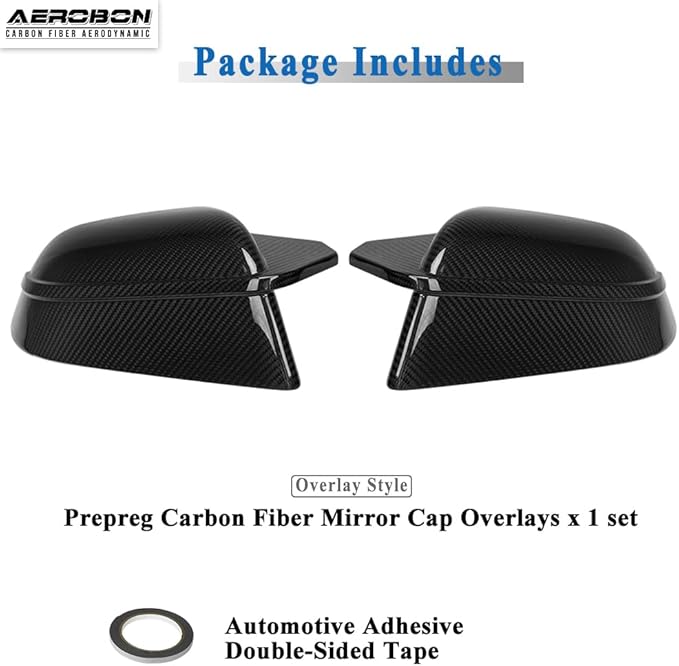 AeroBon Prepreg Dry Carbon Fiber Mirror Cap Overlays Compatible with 2017-2026 Tesla Model 3 Mirror Caps (SL Style) Sport Line