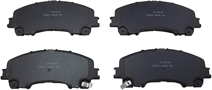 TRQ Front Brake Pads Ceramic Hardware Wear Sensor Compatible with 2014-2024 Infiniti Q50 2017-2022 Q60 2016-2022 QX50 2022-2024 QX55 2014-2019 Nissan Rogue