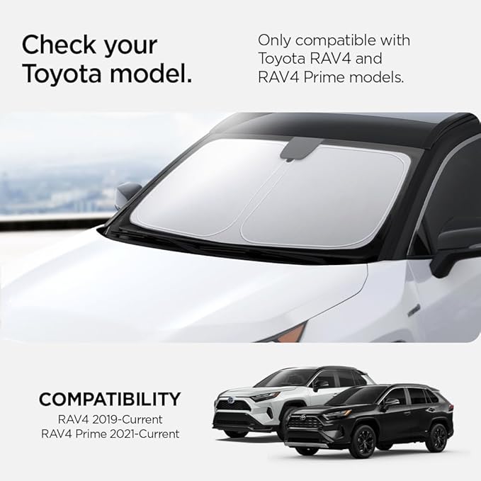 Spigen Triple-Coated CryoShade Front Windshield Sunshade (Reinforced Velcro Strap) for Toyota RAV4 2019-2025 and RAV4 Prime 2021-2025
