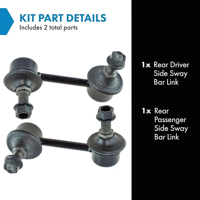TRQ Rear Driver and Passenger Side Sway Bar Link Set 2 Piece Compatible with 08-14 Dodge Avenger 11-14 Chrysler 200 07-10 Sebring 07-09 Dodge Caliber 07-09 Jeep Compass 07-09 Patriot