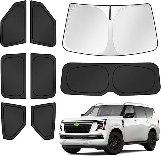 Sunshades for 2025 2026 Nissan Armada Accessories Windshield Sun Shade Side Rear Window Shade Cover Sun Visor Shield Privacy Protection for Camping Keep Vehicle Cool Black 8PCS