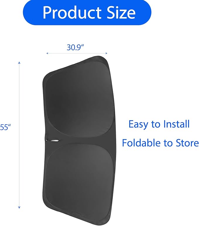 Sun Shade Sunshade for Tesla Model S 2012-2024 2025 Windshield Cover, 2-Layers Sun Shield 240T Silver Sun Visor Foldable Window Shade Blocks UV Rays Car Accessories