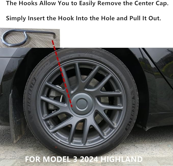 Wheel Center Cap for Tesla Model 3 2024 2025 Highland Wheel Hub Caps Wheel Center Cover Model 3 Replacement Exterior Accessories - Set of 4