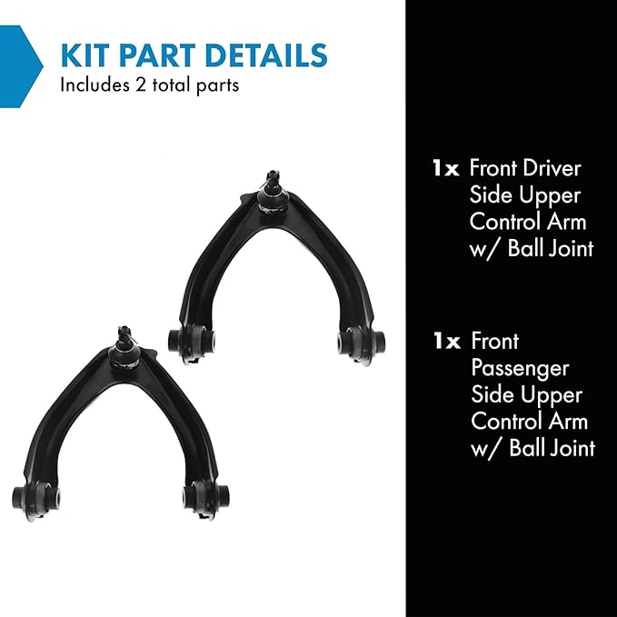 TRQ Front Upper Driver and Passenger Side Control Arm and Ball Joint Set 2 Piece Compatible with 1997-2001 Honda CR-V