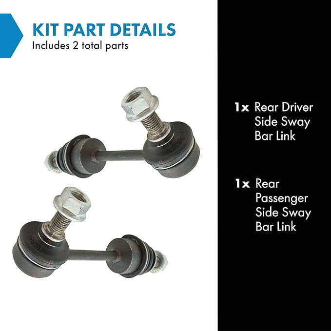 TRQ Rear Driver and Passenger Side Sway Bar Link Set 2 Piece Compatible with 07-18 BMW X5 08-19 X6 08-10 528i 04-07 530i 04-07 525i 07-10 650i 06-10 550i 04-05 645Ci 08 535i 04-05 545i
