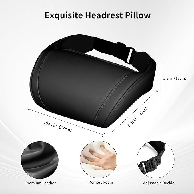 Car Neck Pillow for Tesla Model Y/3/S/X/Cybertruck Memory Foam Headrest Pillow Ergonomic Design Neck Support Seat Headrest Softness Comfortable Car Pillow (Black, 1 Pack)