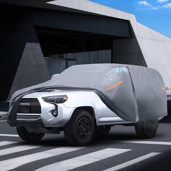 Waterproof Toyota 4Runner(2002-2026) Car Cover with Breathable Vents, [2026 Upgrade] Premium Covers with Cotton Liner and Zipper Door, Sun Rain Snow Dust Uv Protection.(Gift with Towel)
