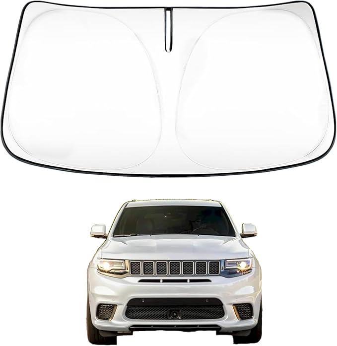 Car Windshield Sunshade Compatible with Jeep Grand Cherokee, Front Window Shades with Storage Bag, Foldable Windshield Cover Reflective Sun Visor Protector - Keep Your Car Cool (fit Grand Cherokee)