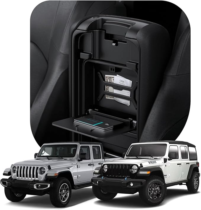 Spigen One-Touch Center Console Hidden Storage Box Designed for Jeep Wrangler and Jeep Gladiator