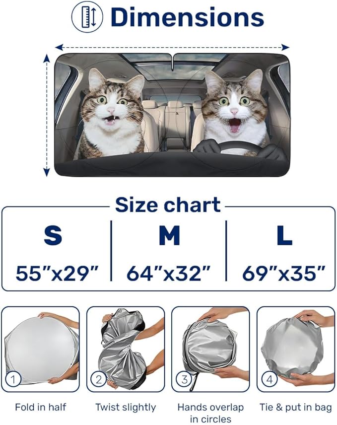 Horror Windshield Sun Shade for Car SUV Truck (55x30 Inches), Front Window Visor for Windows, Protector Blocks UV