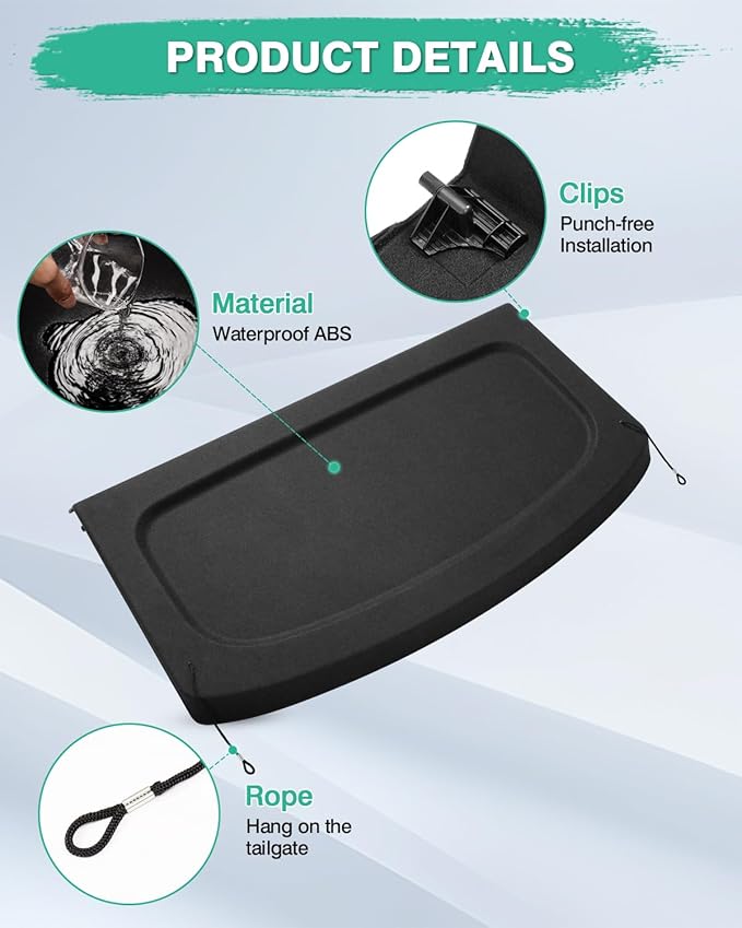 Powerty Cargo Cover for 2009-2016 2017 Volkswagen VW Tiguan Accessories Trunk Cover Retractable Trunk Shielding Shade Cargo Luggage Cover Black