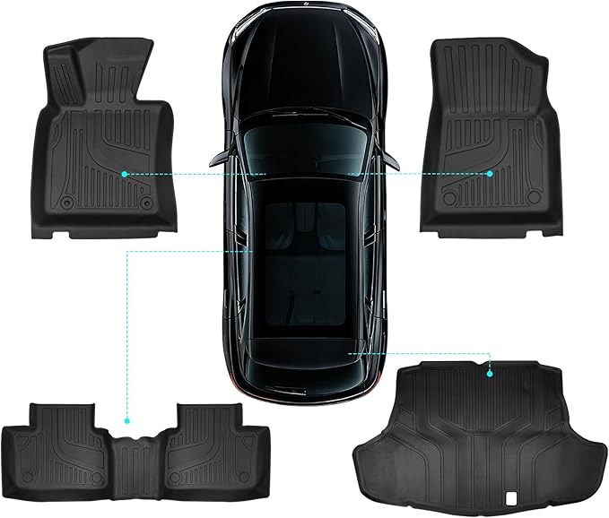 for Toyota Camry 2025 2026 Floor Mats, Full Set All-Weather TPE Laser Custom Fit Floor Liners, Black Automotive Accessories for Camry Hybrid/LE/SE/XLE/XSE