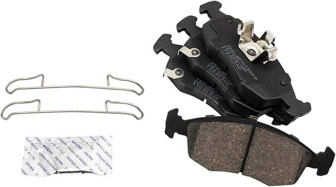 TRQ Front Brake Pads Ceramic Hardware Wear Sensor Compatible with 2012-2017 Fiat 500