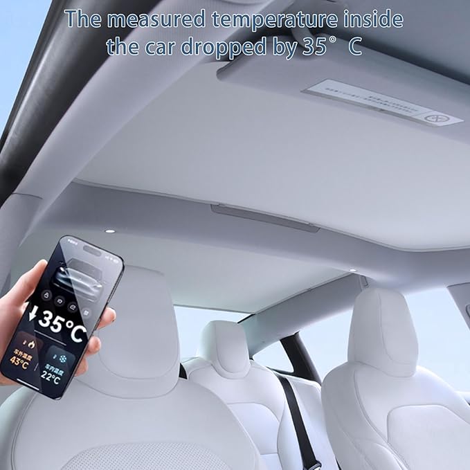 TOPABYTE Roof Sunshade for Tesla Model 3 Highland 2026-2024 Glass Sunroof Shade Window Insulation UV & Heat Protection Double-Layer Sun Shade, Beige