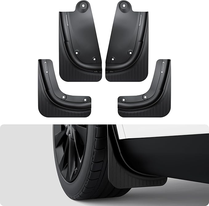 BASENOR 2026 2025 Tesla Model Y Mud Flaps Splash Guards, Aerodynamic Fenders [No Drilling No Tape] [Paint Protection] All Weather Tire Protector TPE Mudflaps for Model Y Juniper