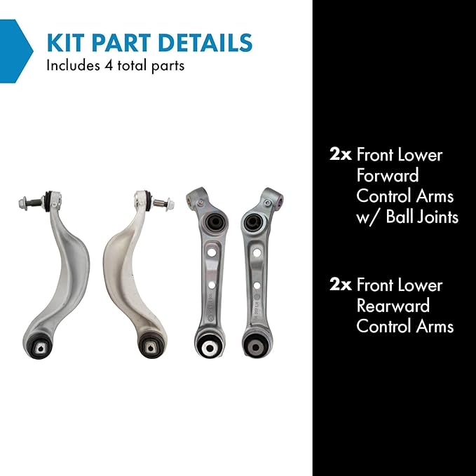 TRQ Front Lower Control Arm with Ball Joint Set Driver and Passenger Side Lower Forward and Rearward Compatible with 2011-2017 BMW 535i GT xDrive 2010