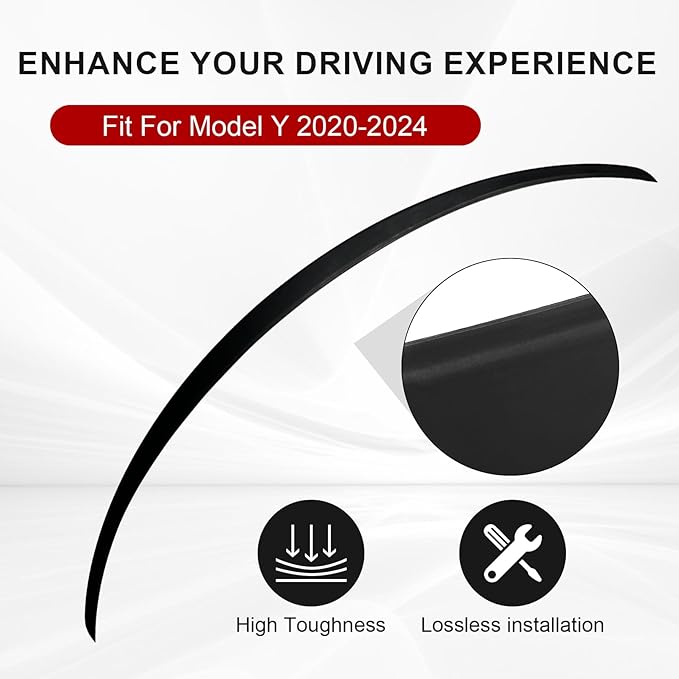 Spoiler Fit for Tesla Model Y 2020-2024, Upgrade ABS Material Rear Spoiler Wing OEM Rear Trunk Lip, Model Y Accessories, Matte Black
