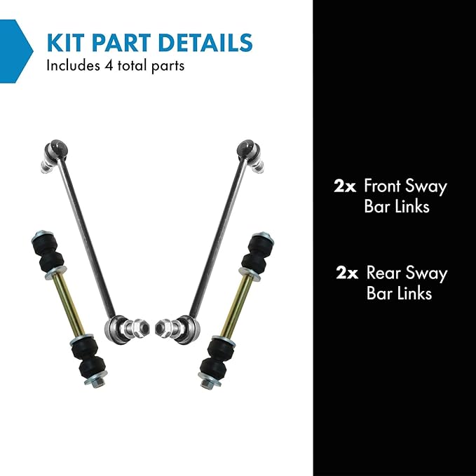 TRQ Sway Bar Stabilizer Link Set Front & Rear Compatible with 00-04 Frontier