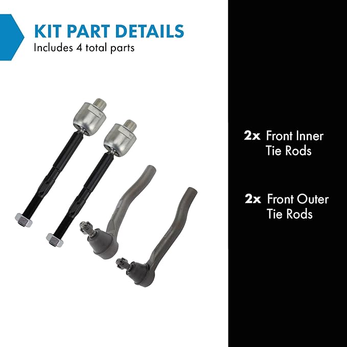 TRQ Front Inner & Outer Tie Rod Set Driver & Passenger Side Inner & Outer Compatible with 2015-2020 Acura TLX 2013-2017 Honda Accord