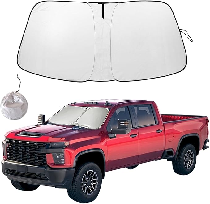 Car Windshield Sunshade Compatible with Chevy 2019-2025 Silverado 1500 ONLY, Front Window Shades Foldable Windshield Cover Reflective Sun Visor Protector - Keep Your Car Cool