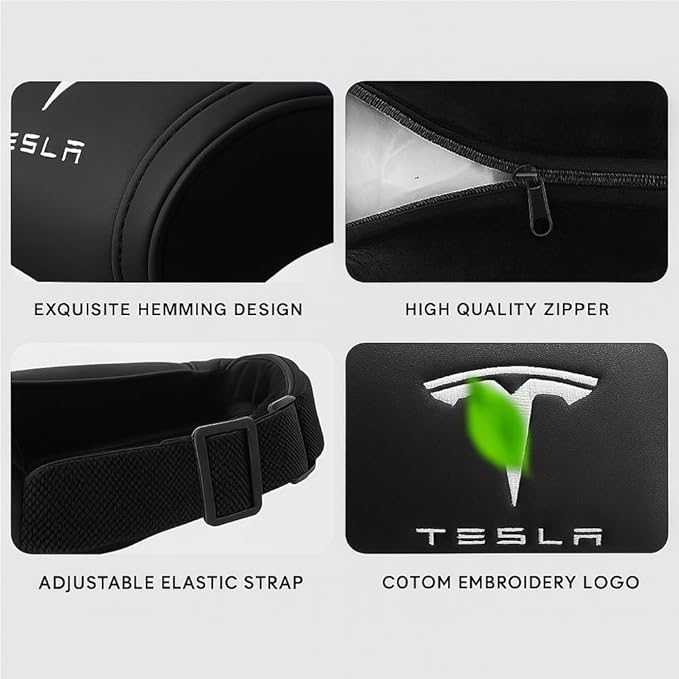 Car Headrest Neck Pillow Support Memory Foam Ergonomic Design Accessory for Driving Seat Fatigue Relief Compatible with Model S X 3 Y & Cybertruck - 1 Piece