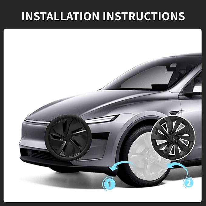 4Pcs Wheel Covers for Tesla Model Y Juniper 2026, 19 Inch Wheel Covers with Center Caps, Spiral Style Aero Wheel Protector Model Y Juniper Accessories (Matte Black)
