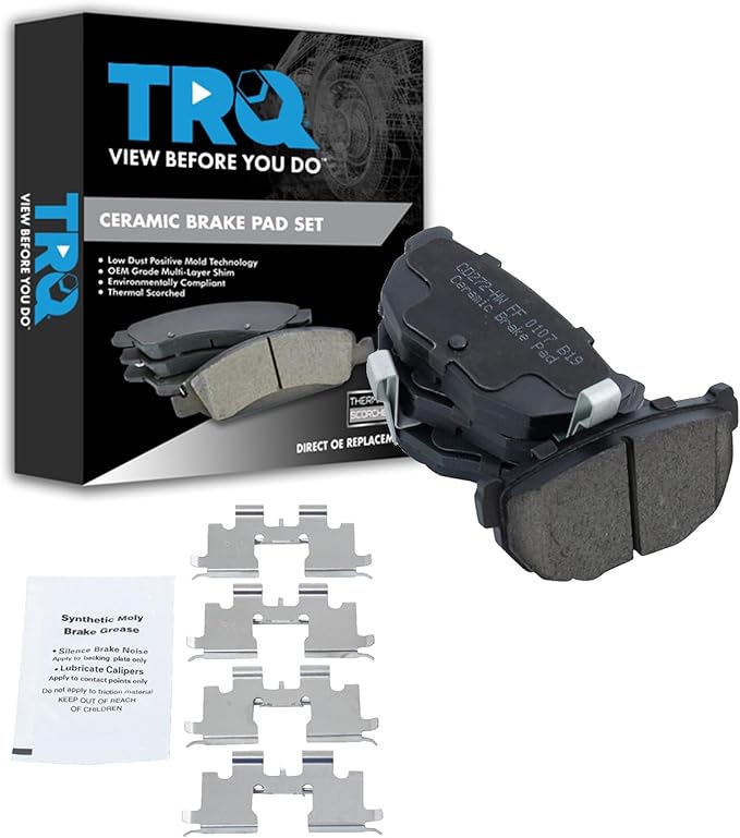 TRQ Rear Ceramic Brake Pad Set Compatible with 1989-98 Nissan 240SX 84-85 200SX Turbo 86-88 200SX 84-88 300ZX 89 300ZX To 1-31-89 Production Date