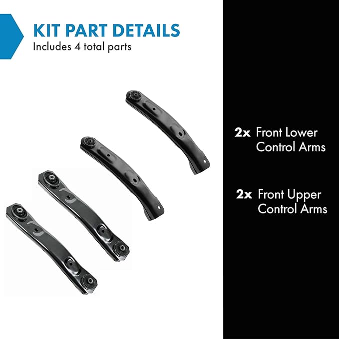 TRQ Front Upper and Lower Control Arm Set Compatible with 1999-2004 Jeep Grand Cherokee