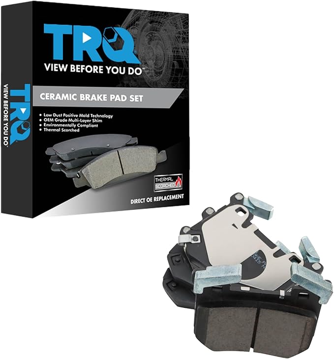 TRQ Rear Ceramic Brake Pad Set Includes Contact Point Grease Compatible with 2018 Kia Stinger 2019-2020 Genesis G70