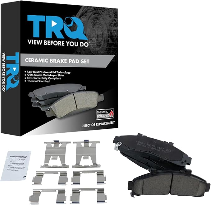 TRQ Front Brake Pads Ceramic Hardware Compatible with 1995-2001 Ford Explorer 1995-2002 Ranger 1995-2002 Mazda B2300 1998-2001 B2500 B3000 B4000 1997-2001 Mercury Mountaineer
