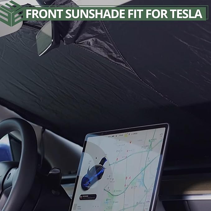EYPINS Front Windshield Sunshade for Tesla Model Y Model 3 2016-2025 Accessories- Full-Cover Sun UV Protection Sunshade Car Accessory