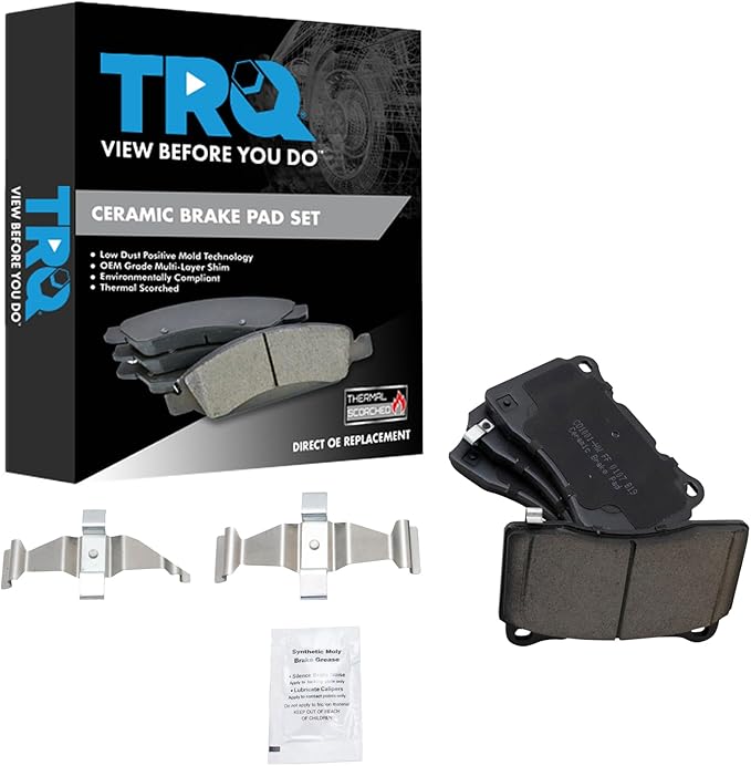 TRQ Front Posi Ceramic Brake Pad Kit Set for ATS/CTS / G8 / Genesis Coupe/GT/Impreza/Lancer Evolution/Mustang/Regal / S60 / STS / V70 / WRX STI